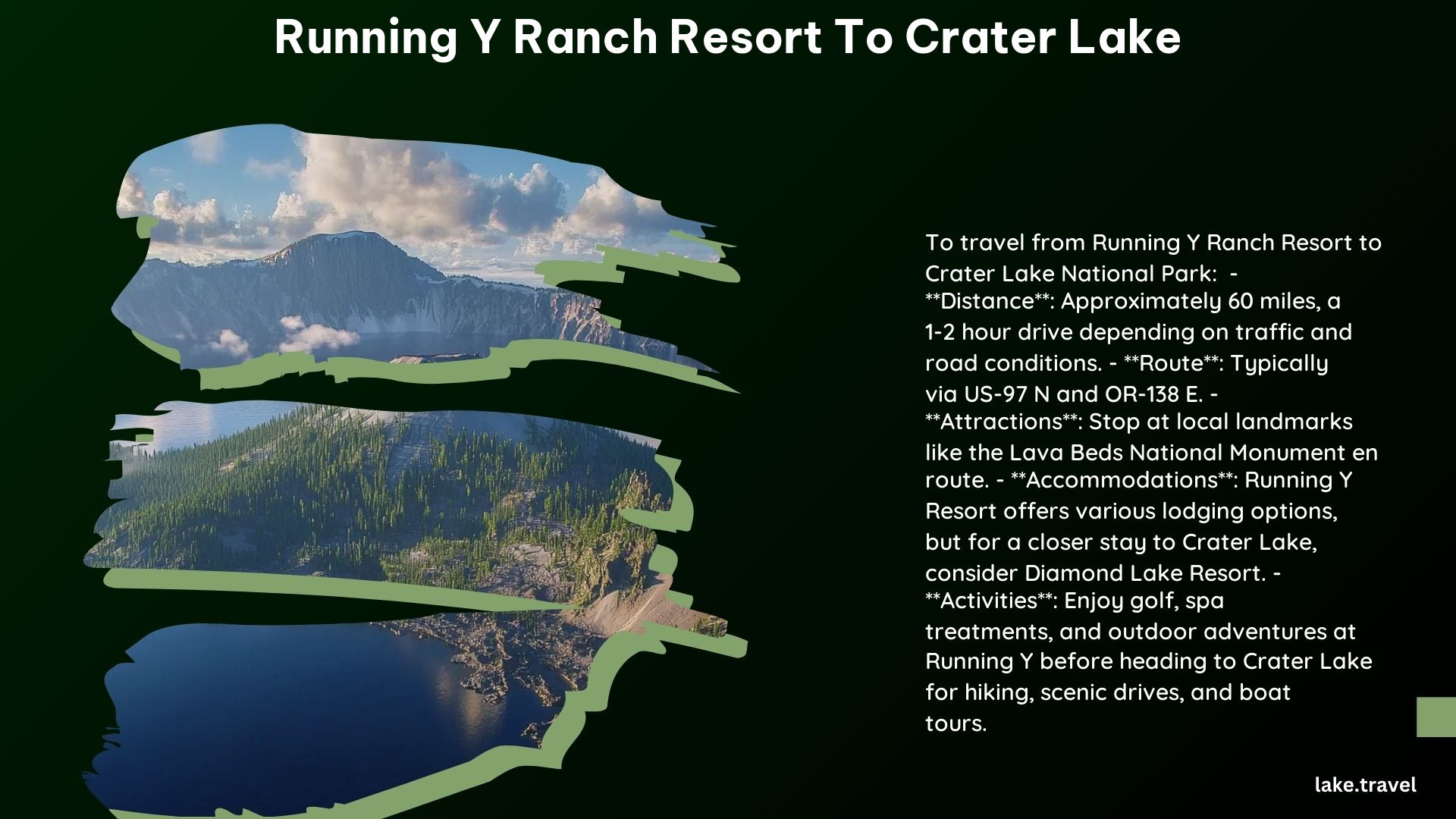 running y ranch resort to crater lake