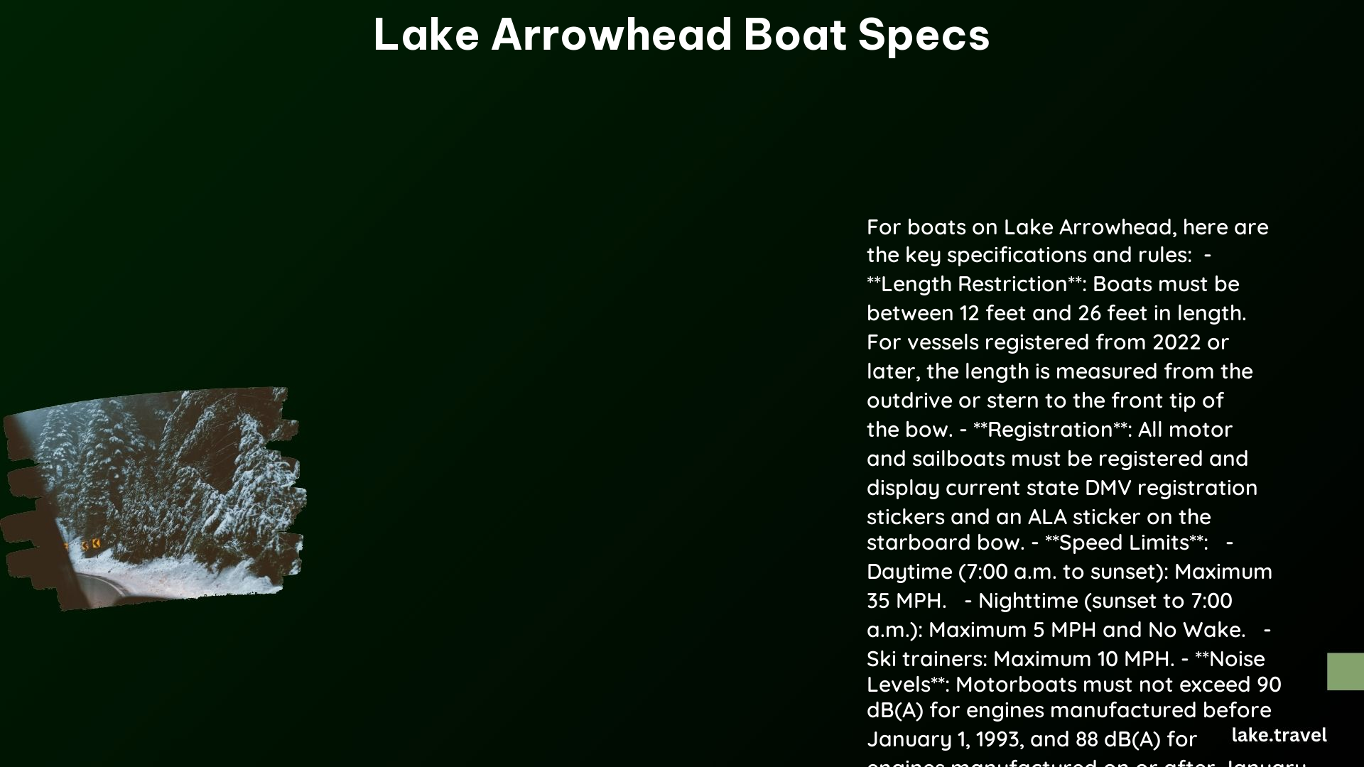 Lake arrowhead boat specs