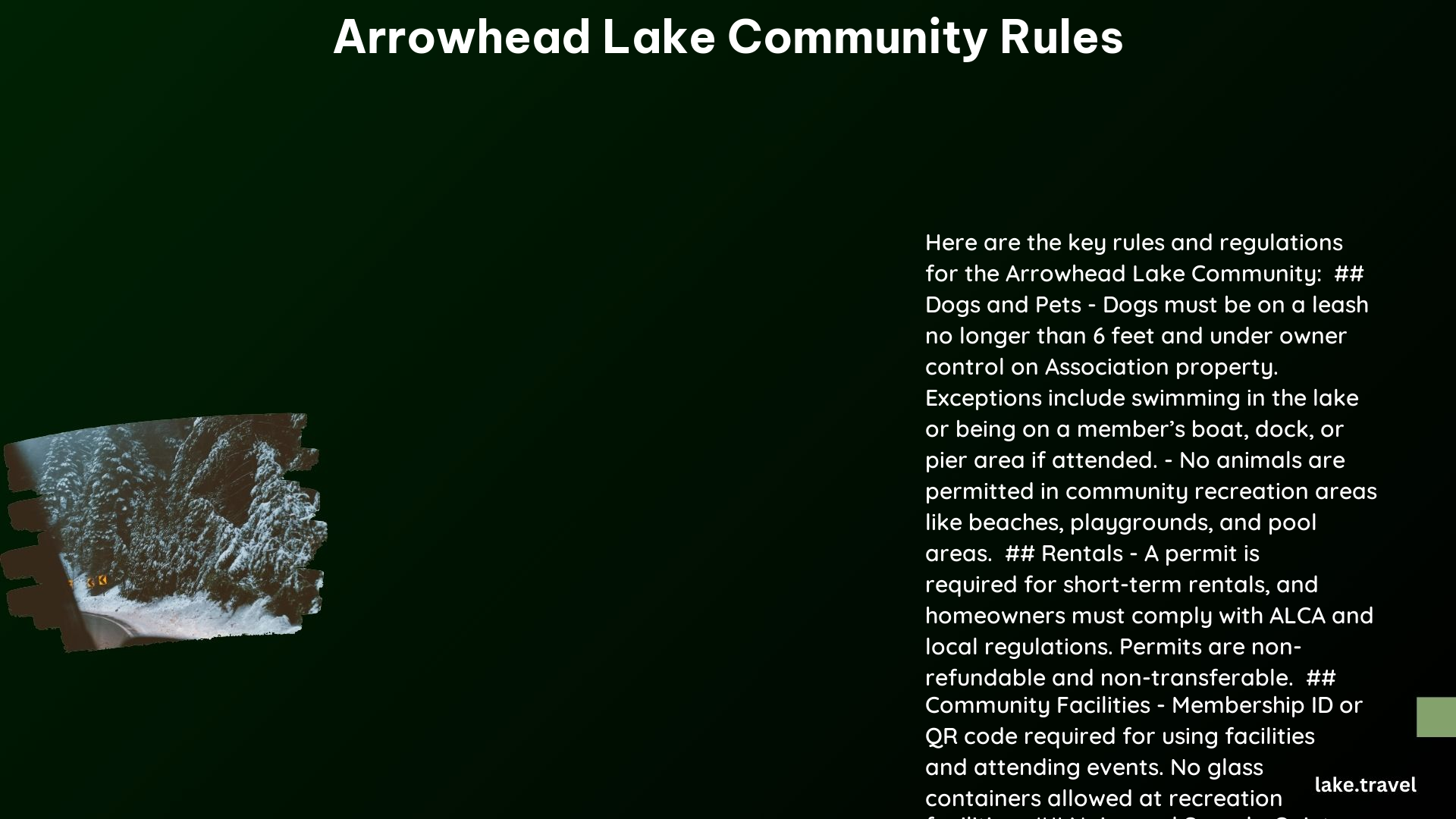 arrowhead lake community rules