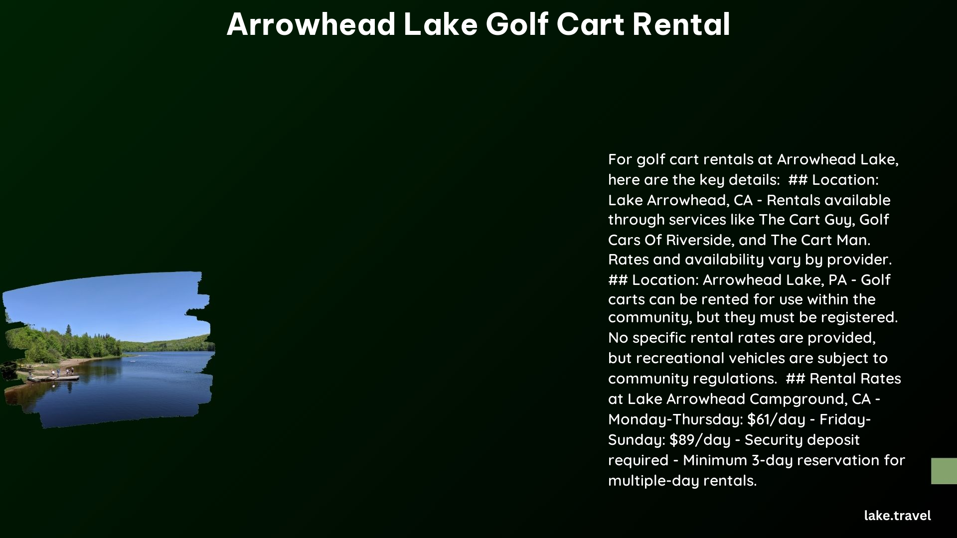 arrowhead lake golf cart rental