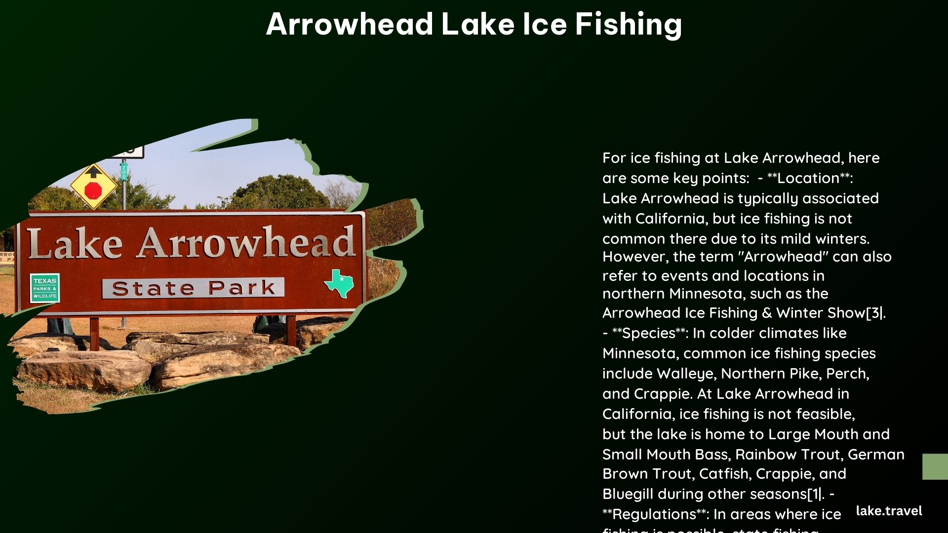 arrowhead lake ice fishing