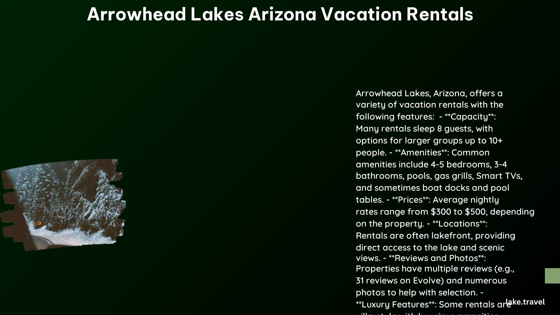 arrowhead lakes arizona vacation rentals