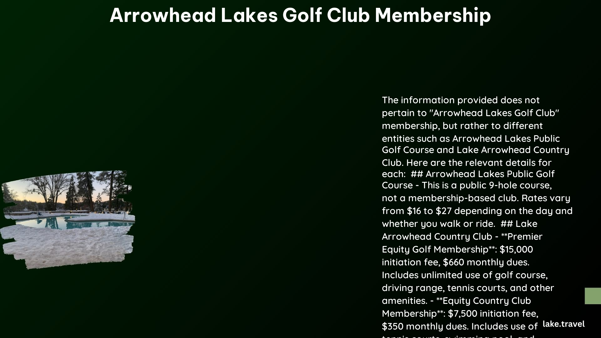 arrowhead lakes golf club membership