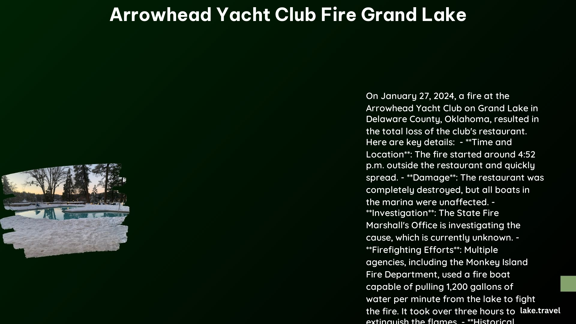 arrowhead yacht club fire grand lake