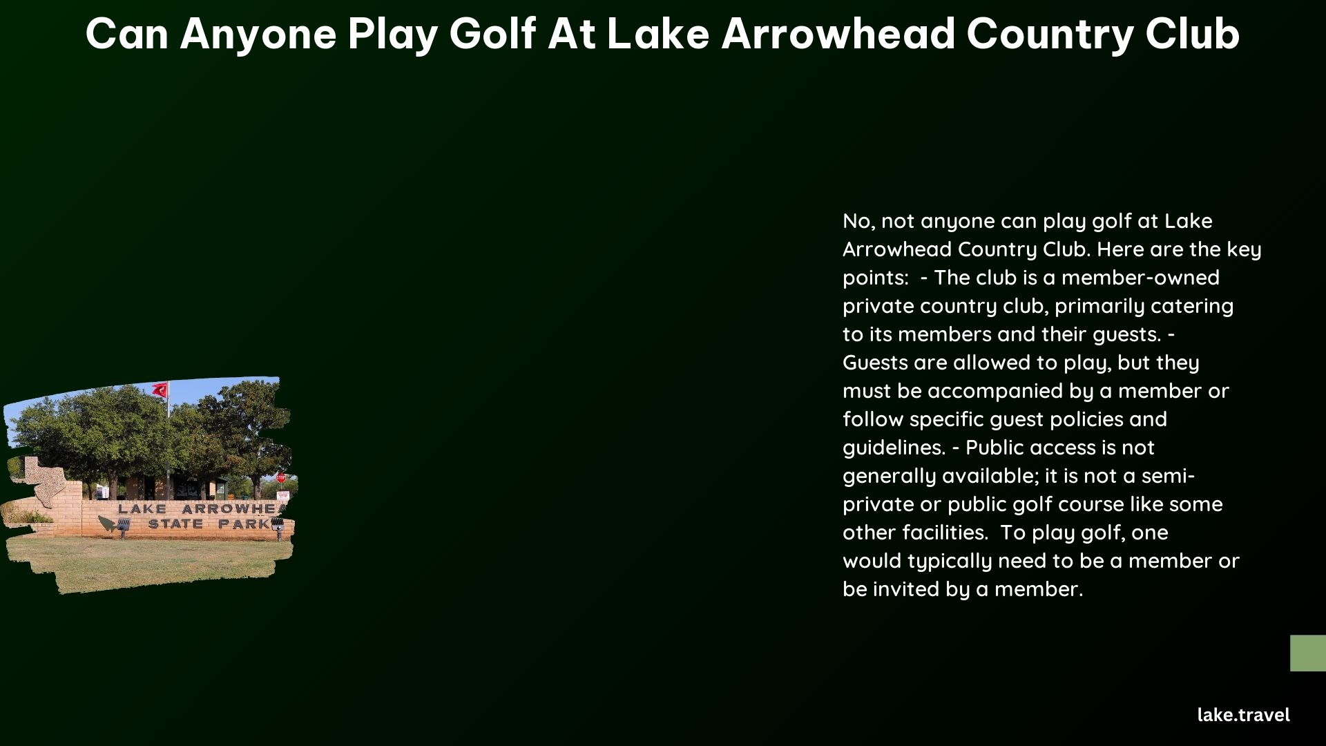 can anyone play golf at lake arrowhead country club