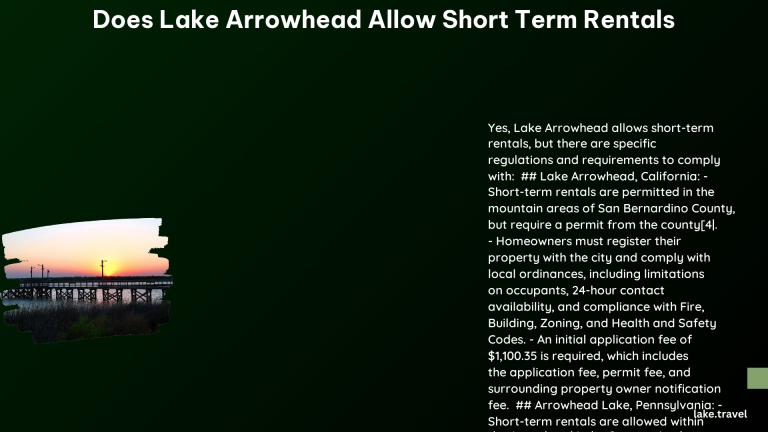 does lake arrowhead allow short term rentals