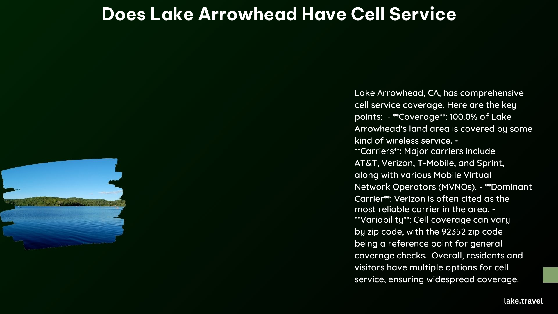 does lake arrowhead have cell service