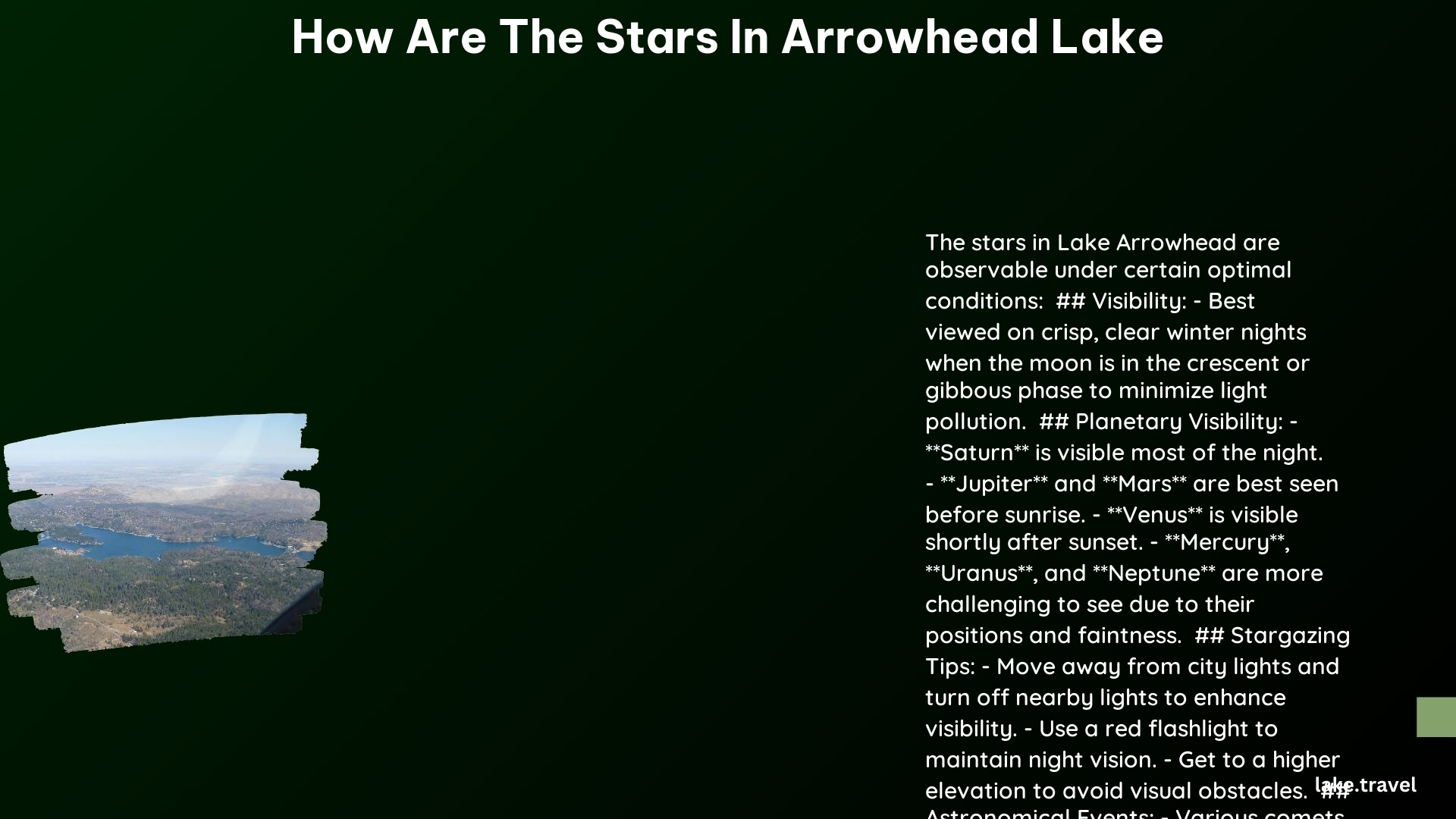 how are the stars in arrowhead lake