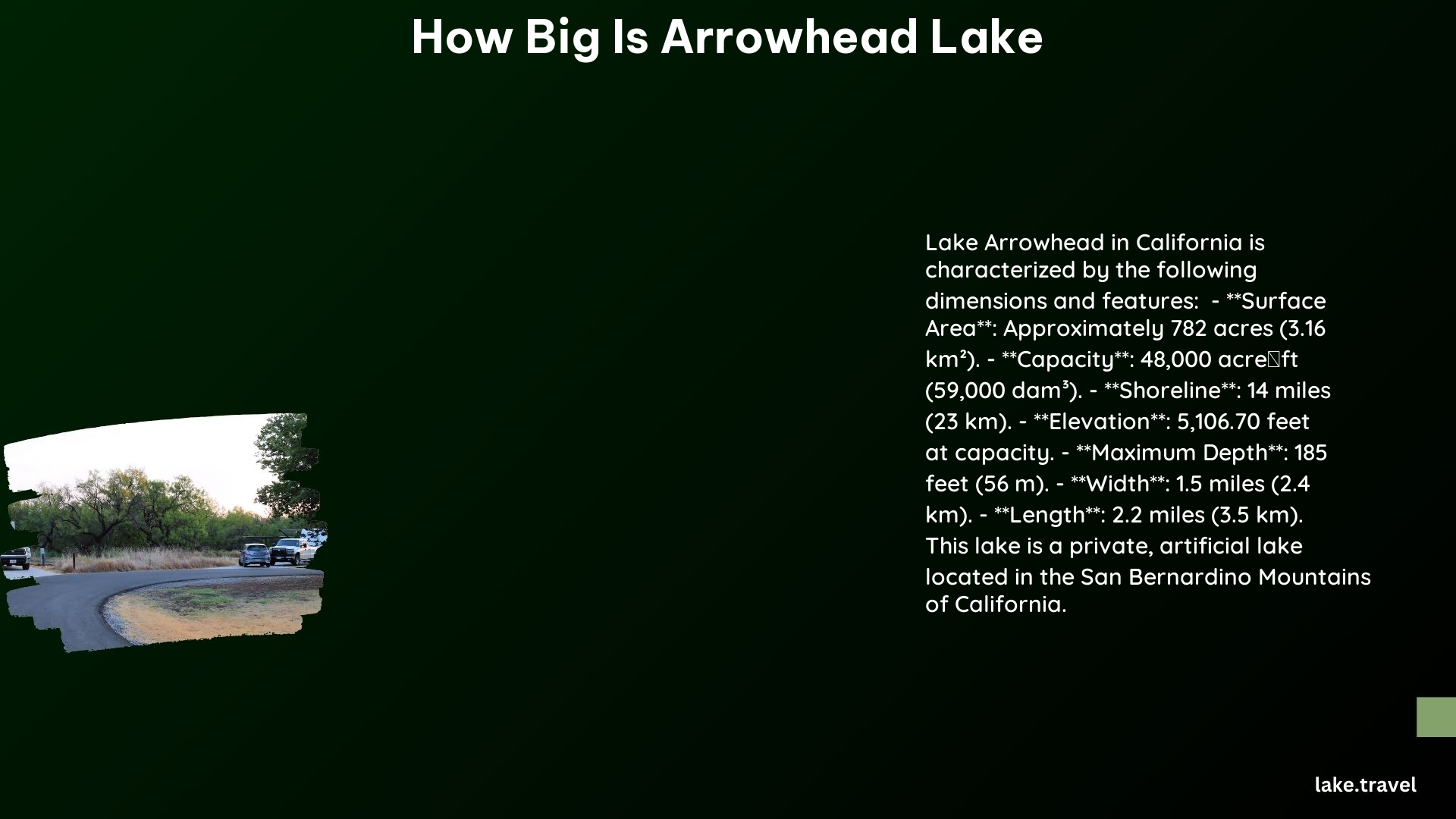 how big is arrowhead lake