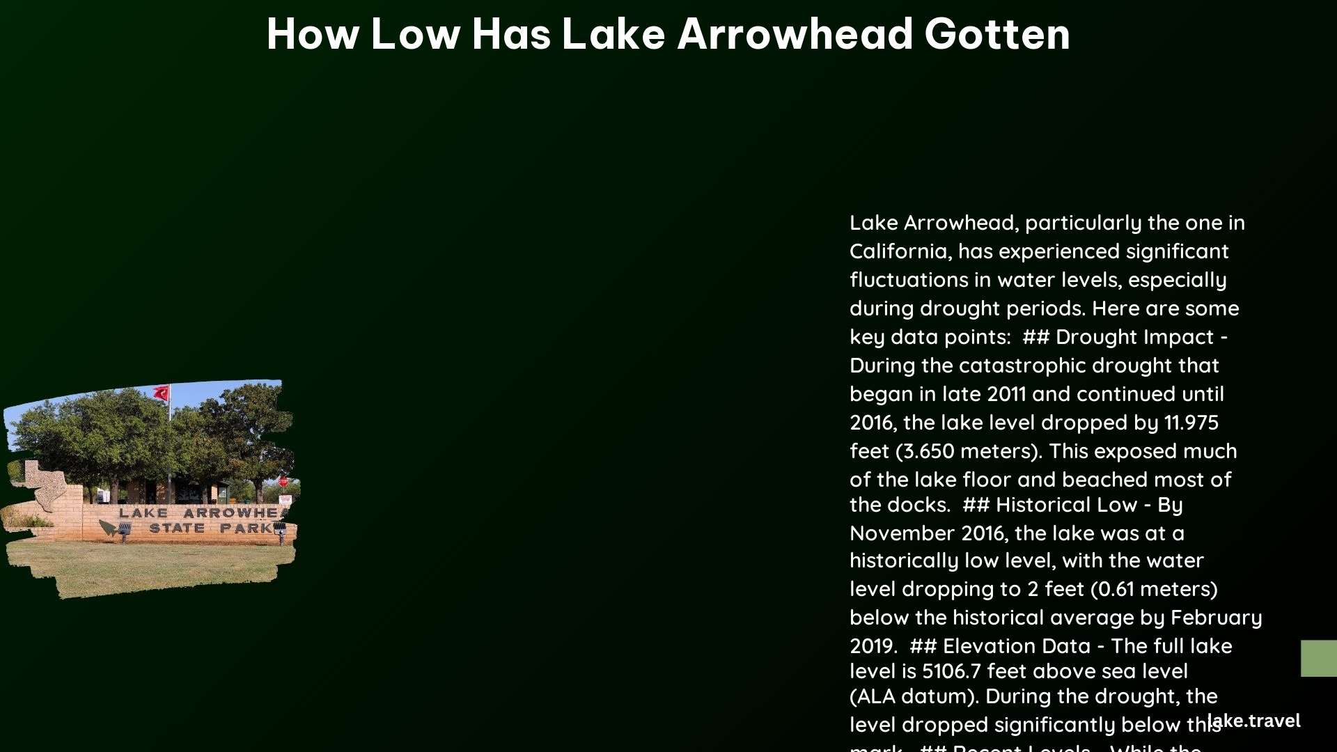 how low has lake arrowhead gotten