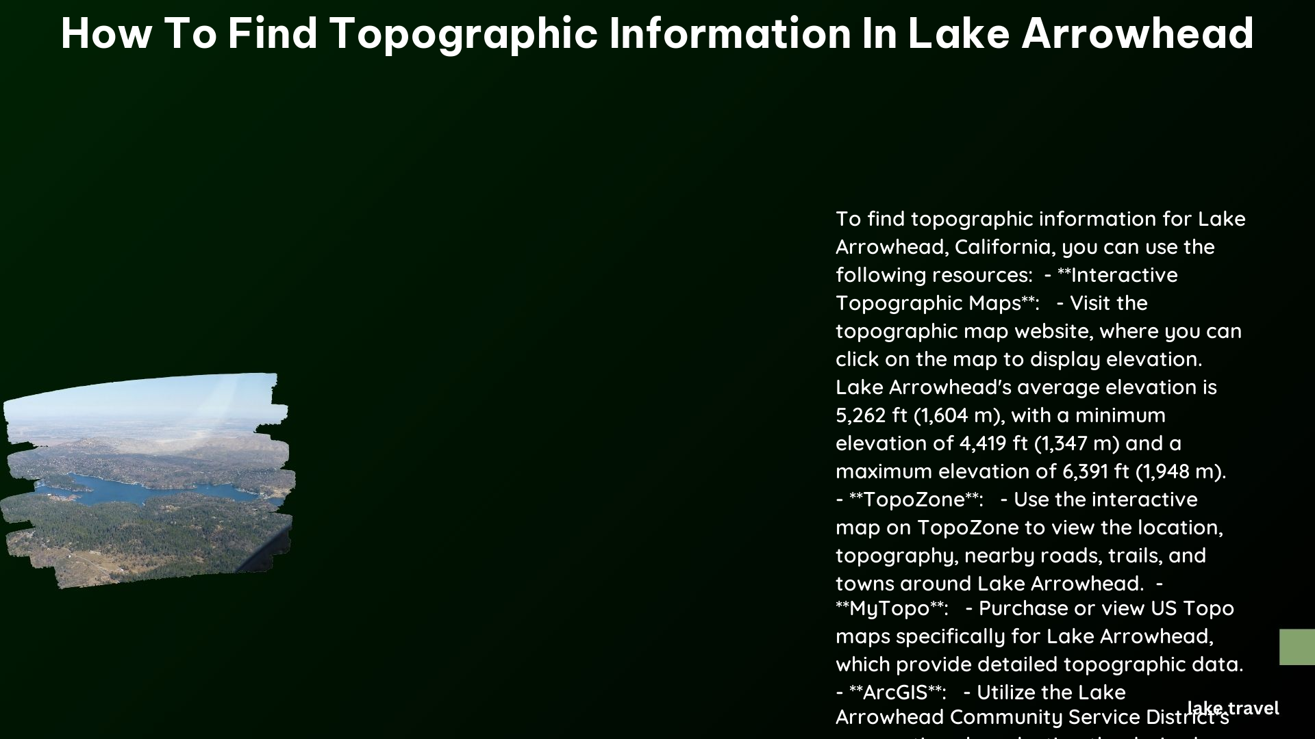 how to find topographic information in lake arrowhead