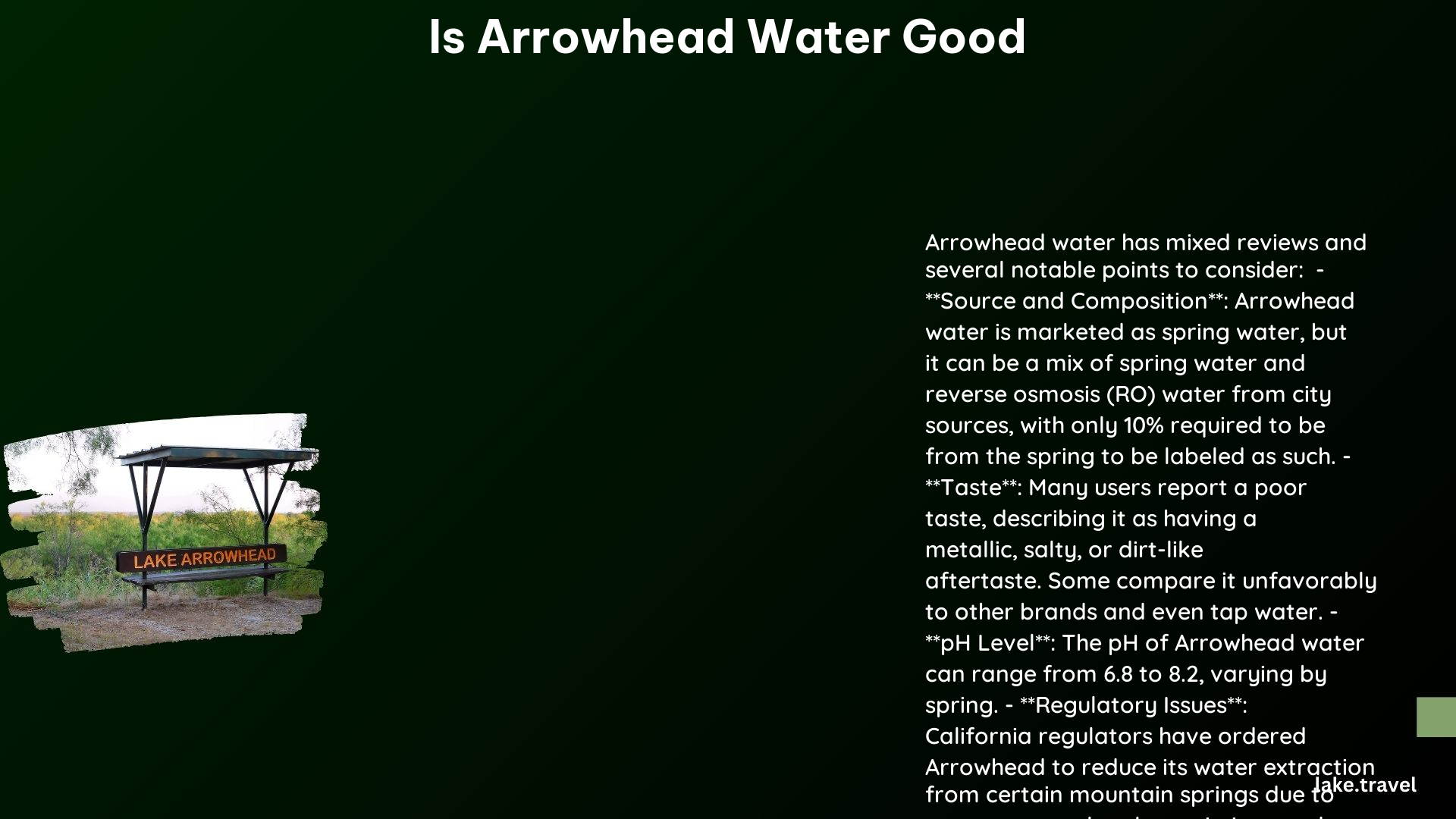 is arrowhead water good