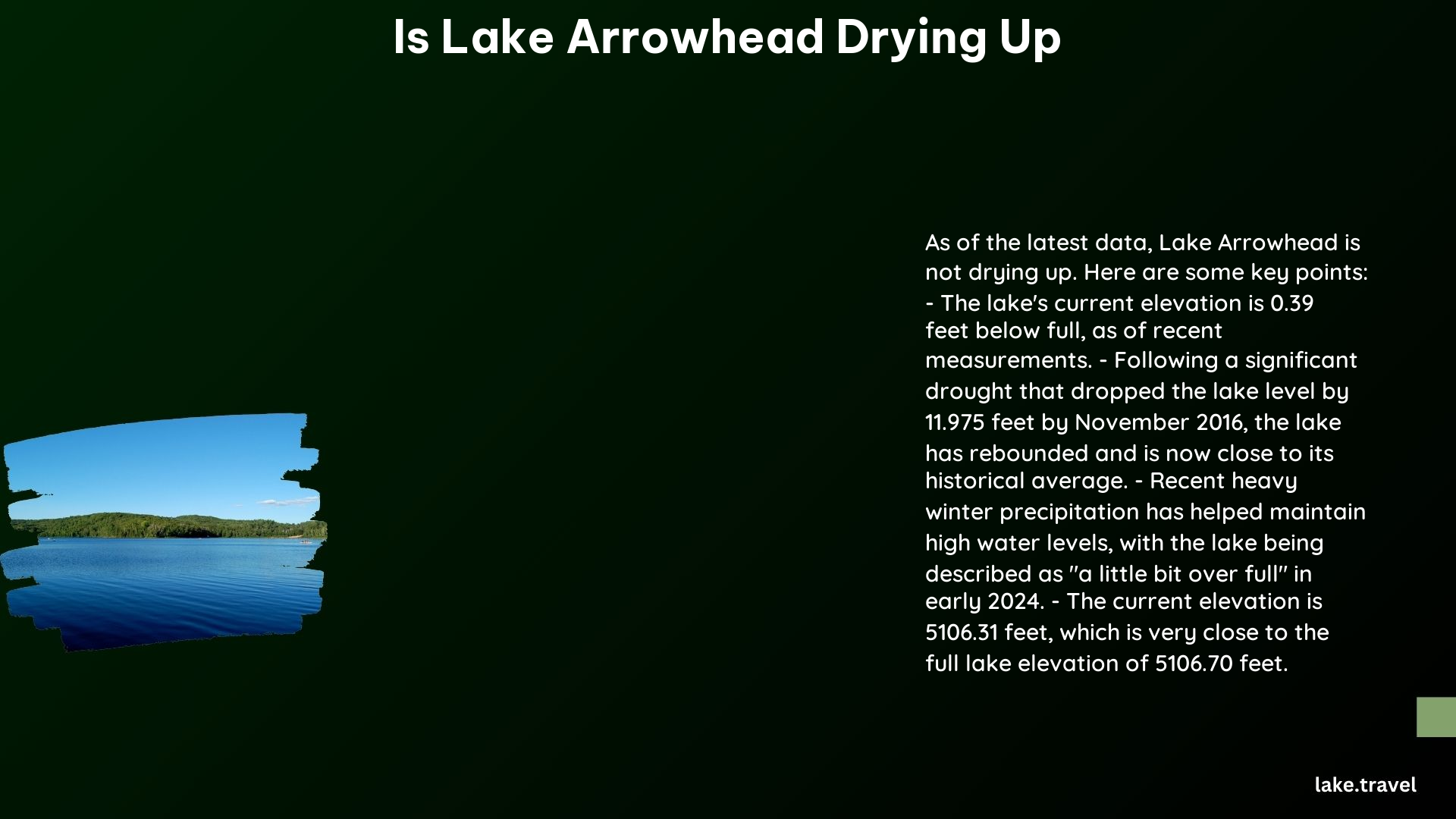 is lake arrowhead drying up