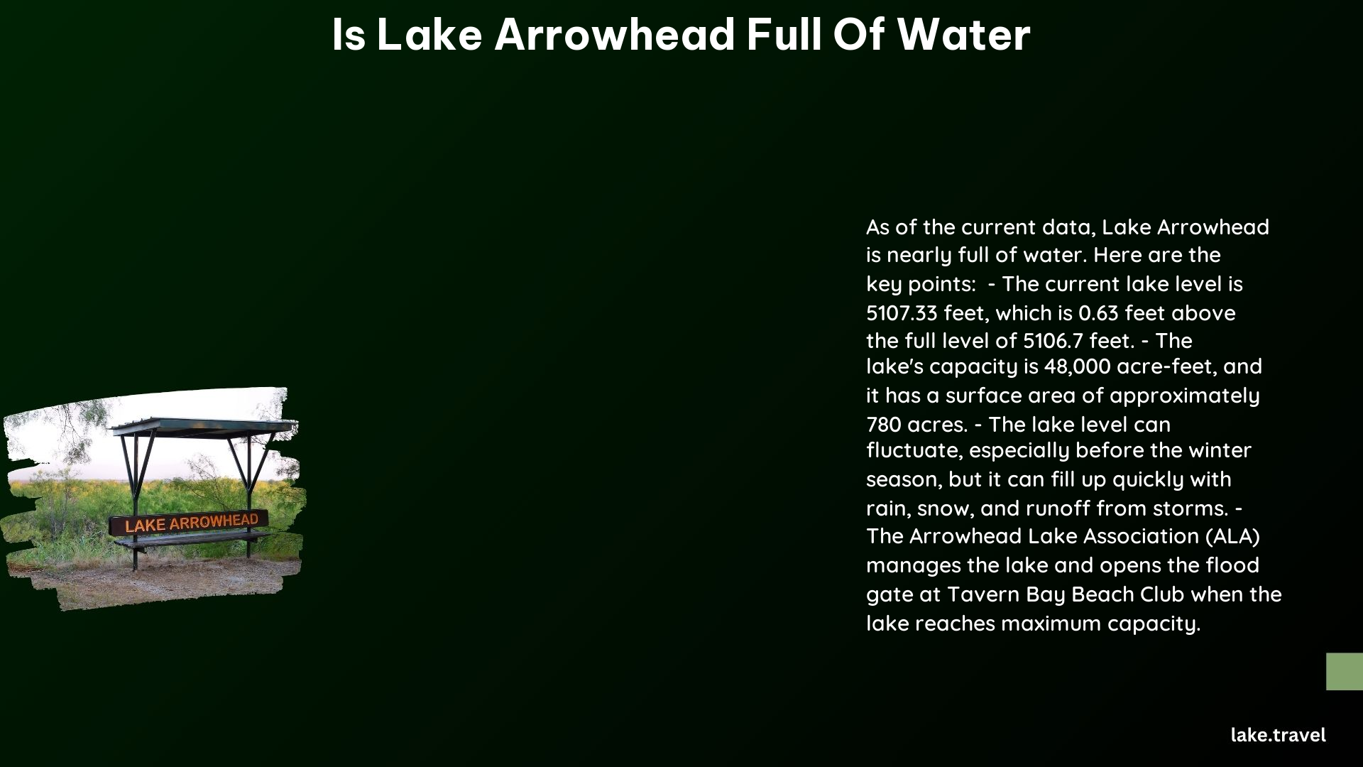 is lake arrowhead full of water