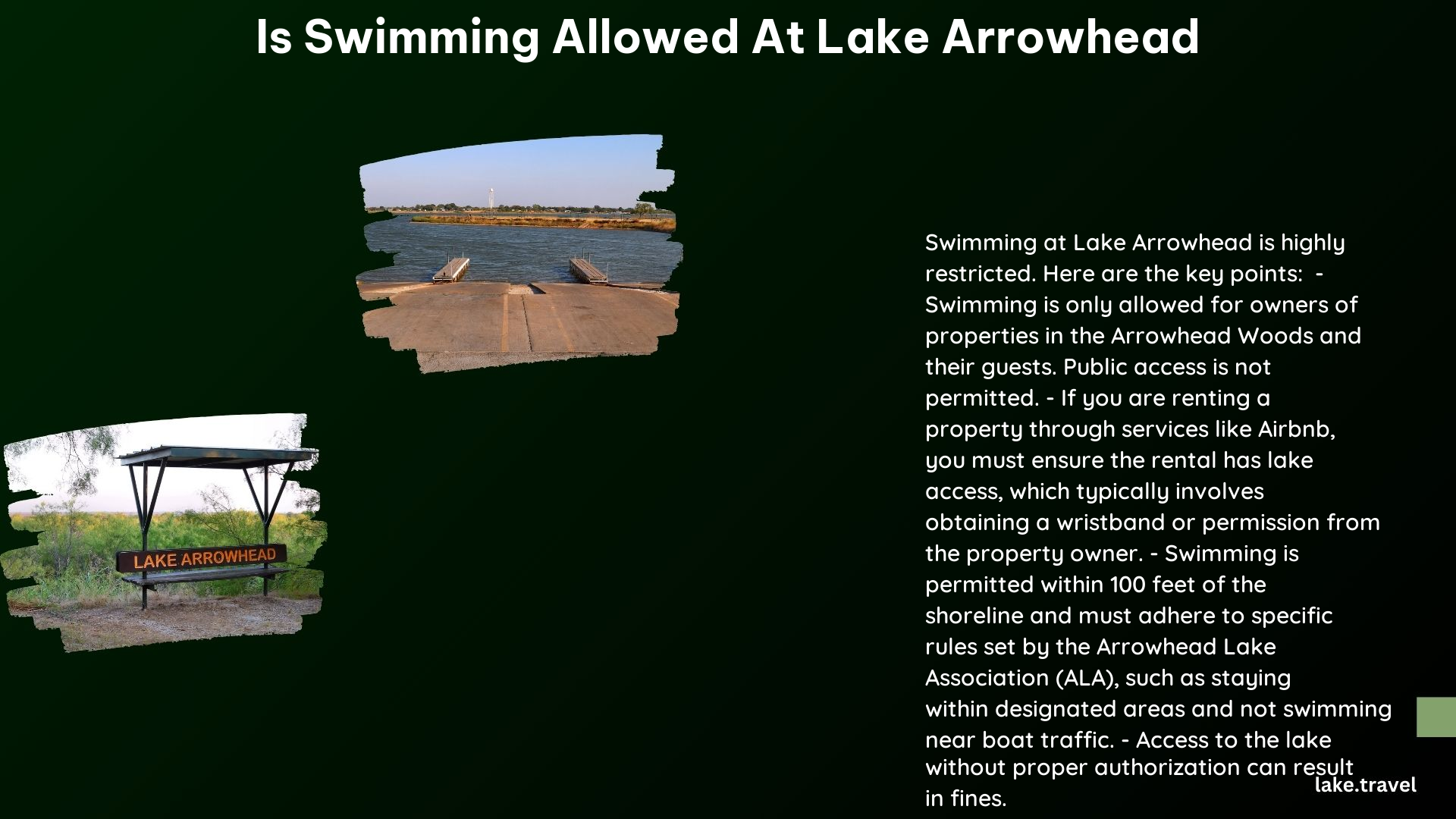 is swimming allowed at lake arrowhead