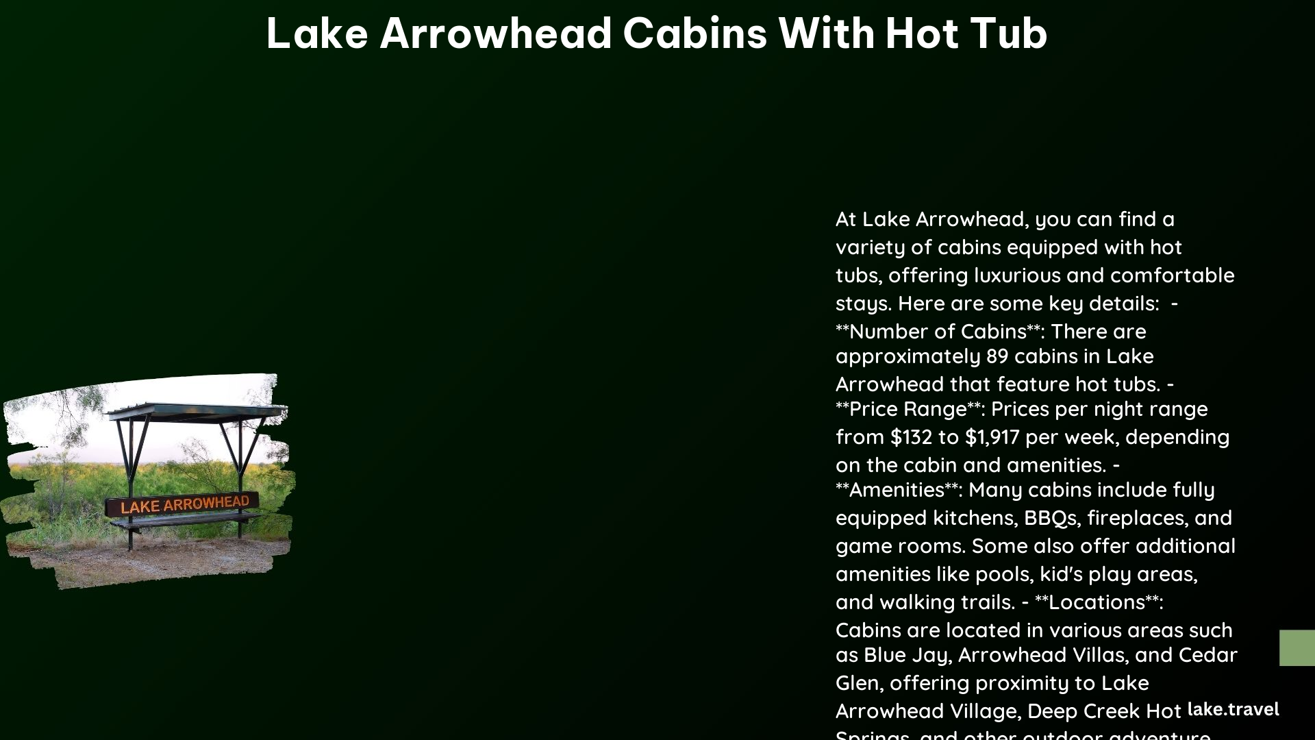 lake arrowhead cabins with hot tub