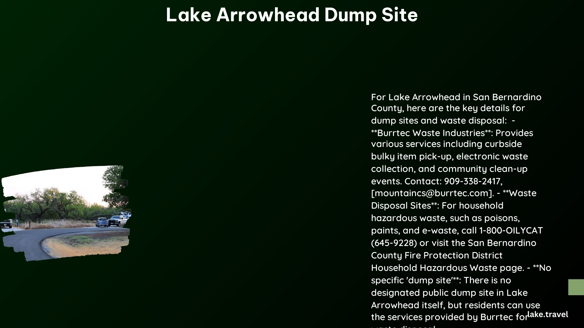 lake arrowhead dump site