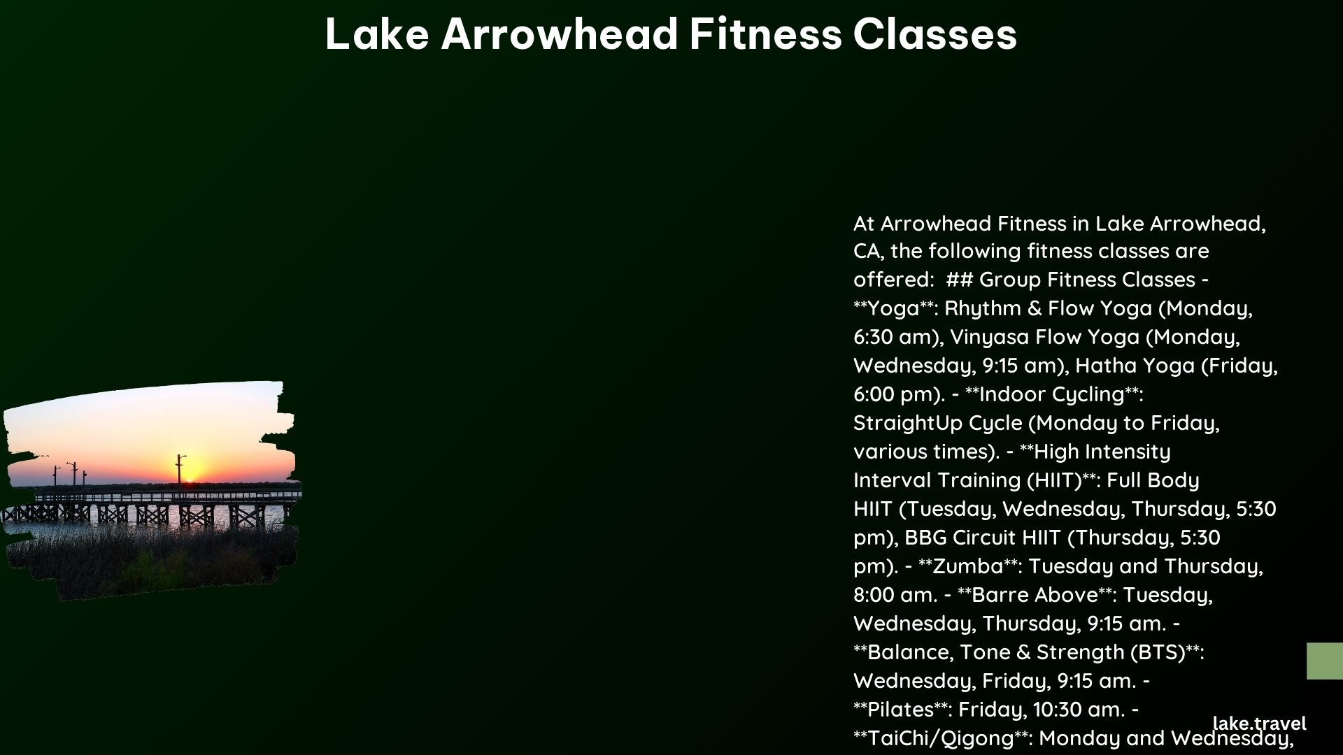 lake arrowhead fitness classes