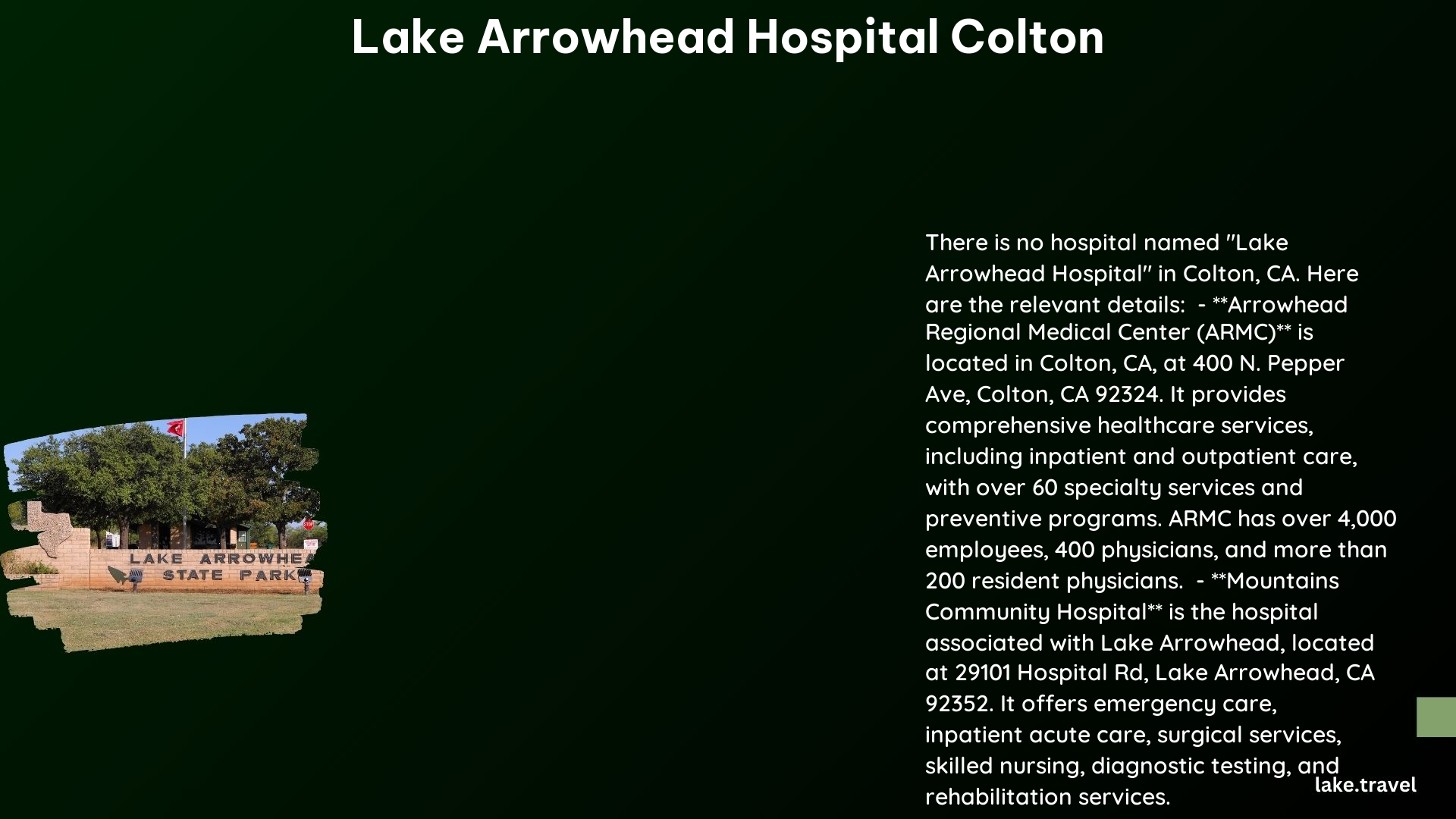 lake arrowhead hospital colton