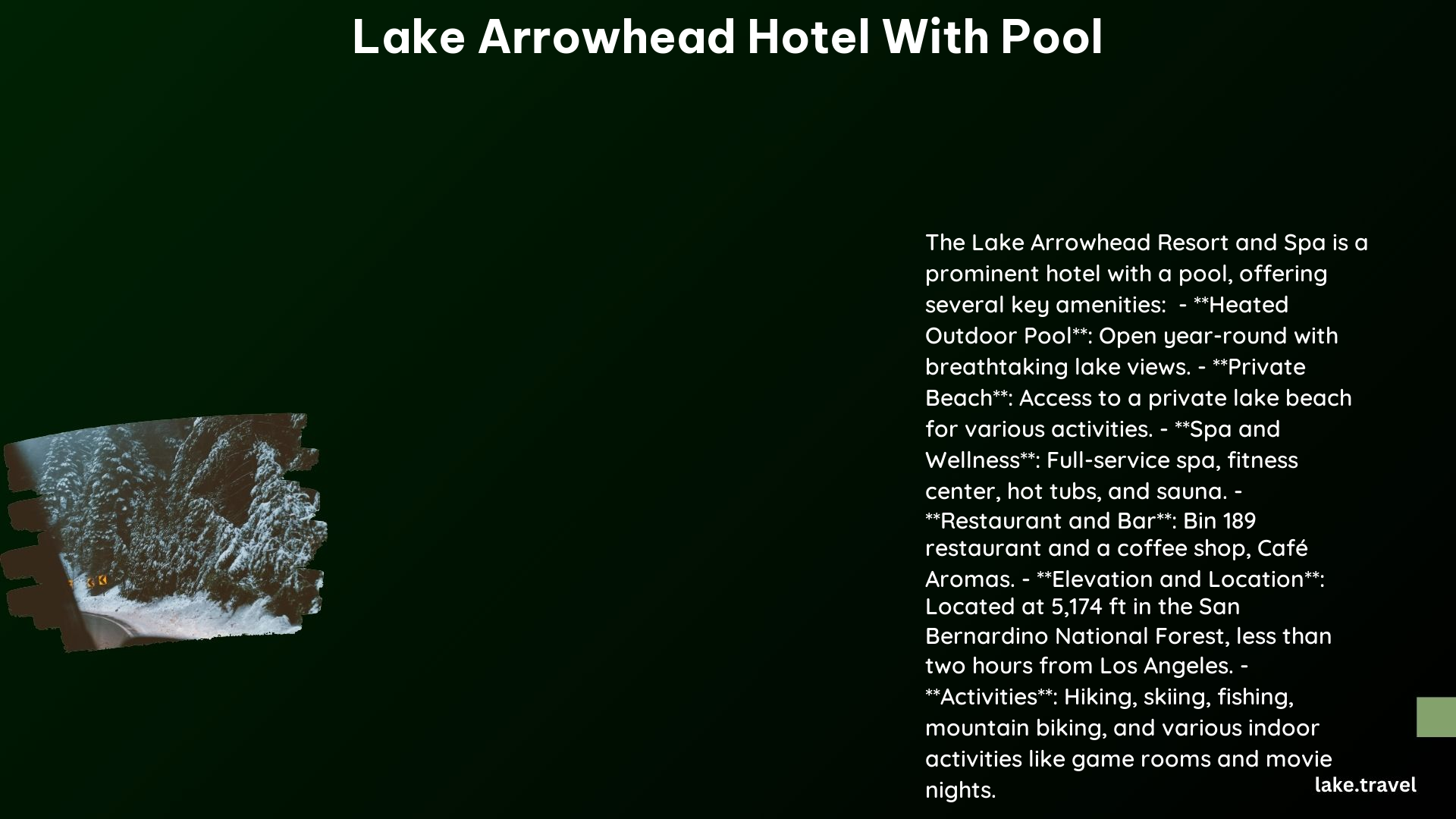 lake arrowhead hotel with pool