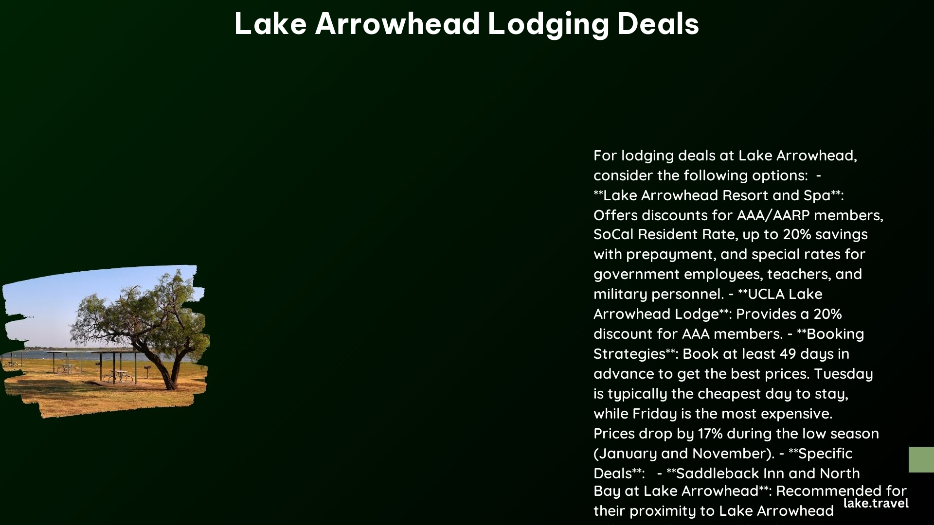 lake arrowhead lodging deals