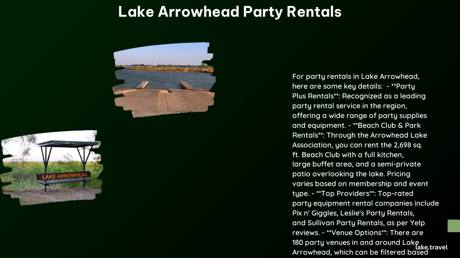 lake arrowhead party rentals