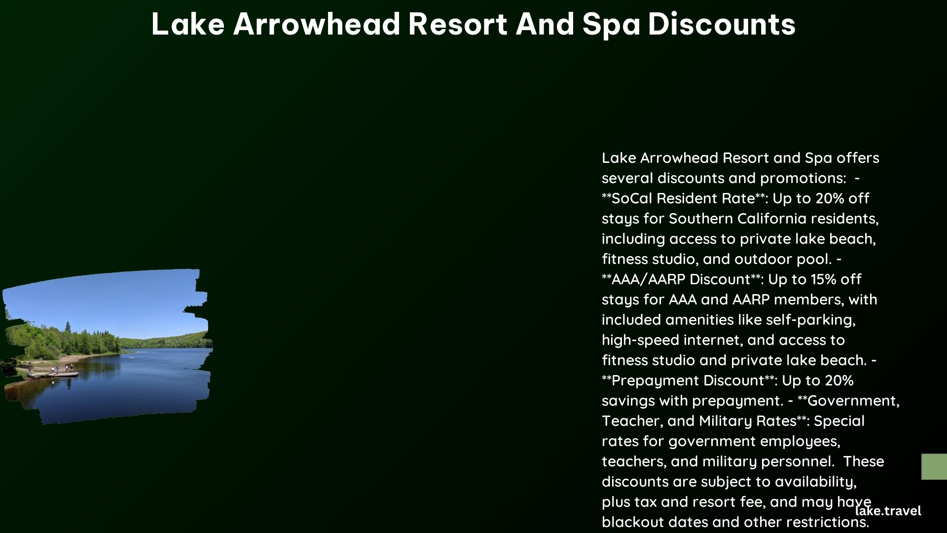 lake arrowhead resort and spa discounts