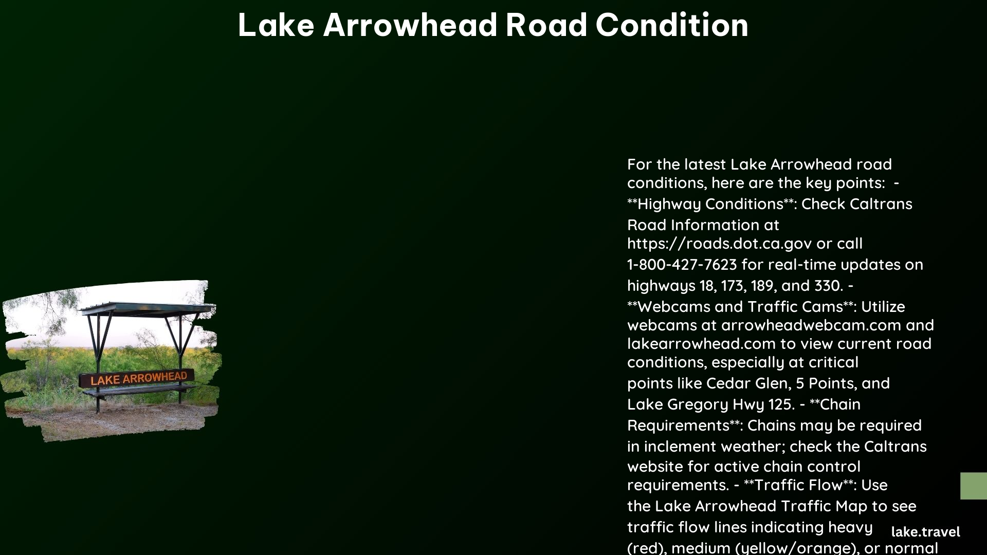 lake arrowhead road condition