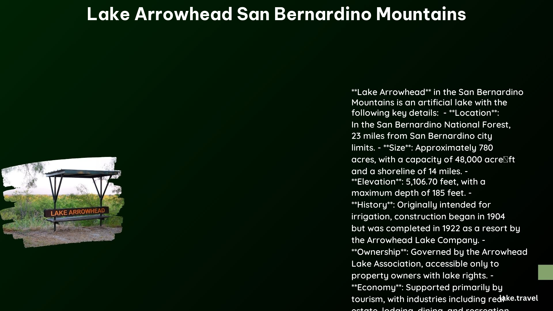 lake arrowhead san bernardino mountains