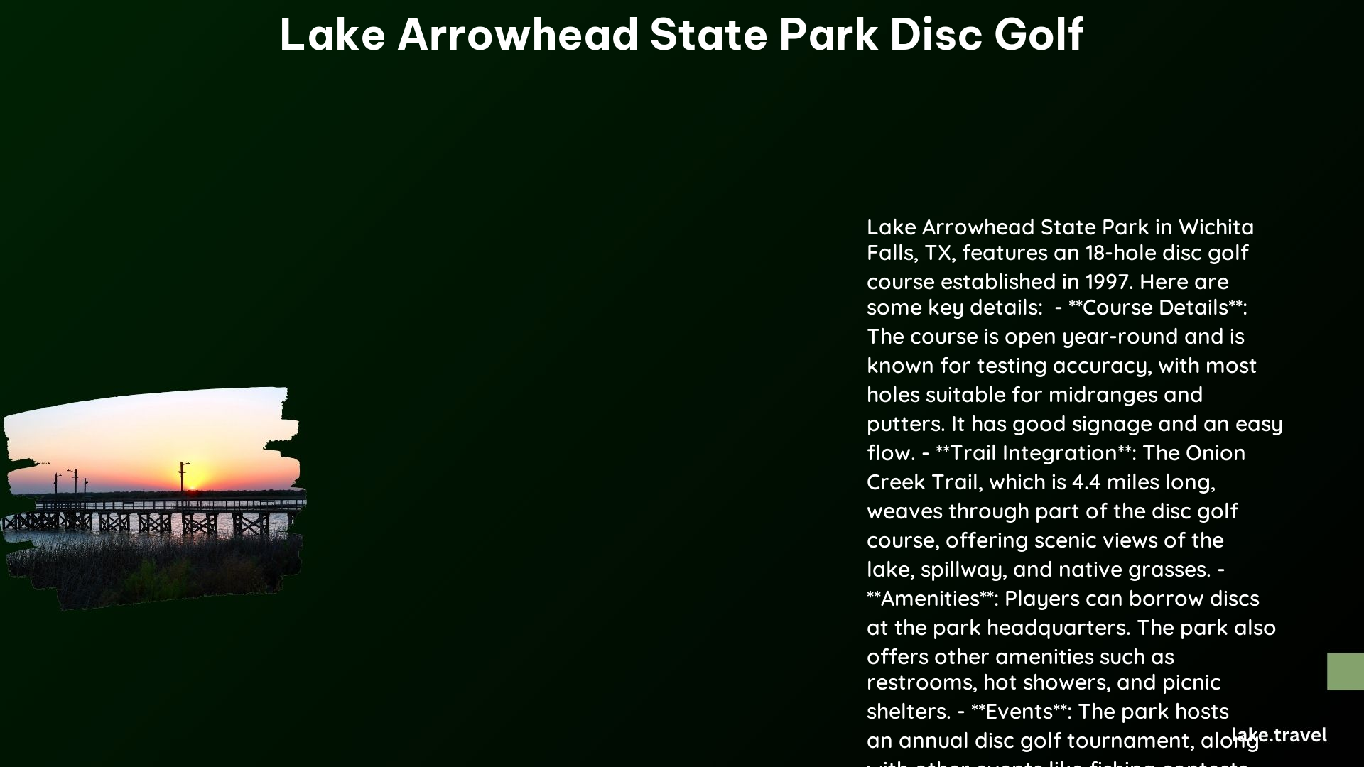 lake arrowhead state park disc golf