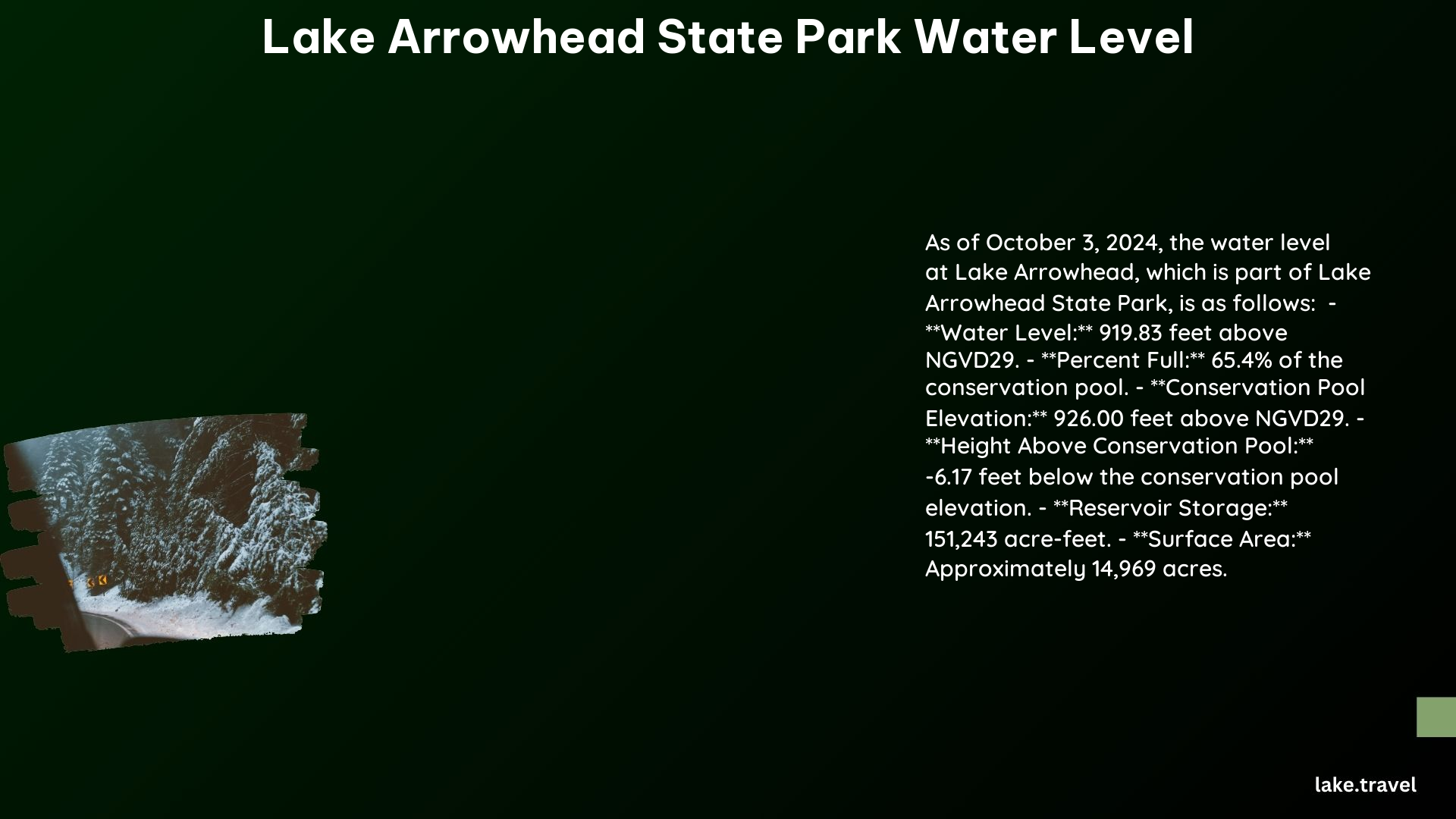 lake arrowhead state park water level