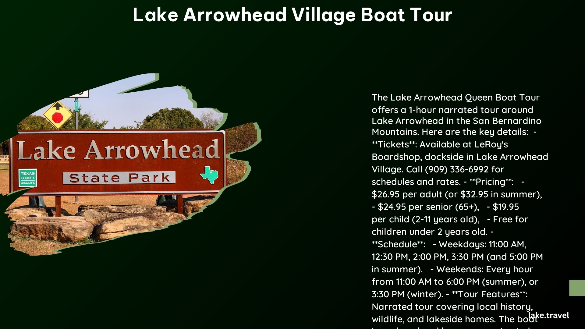 lake arrowhead village boat tour