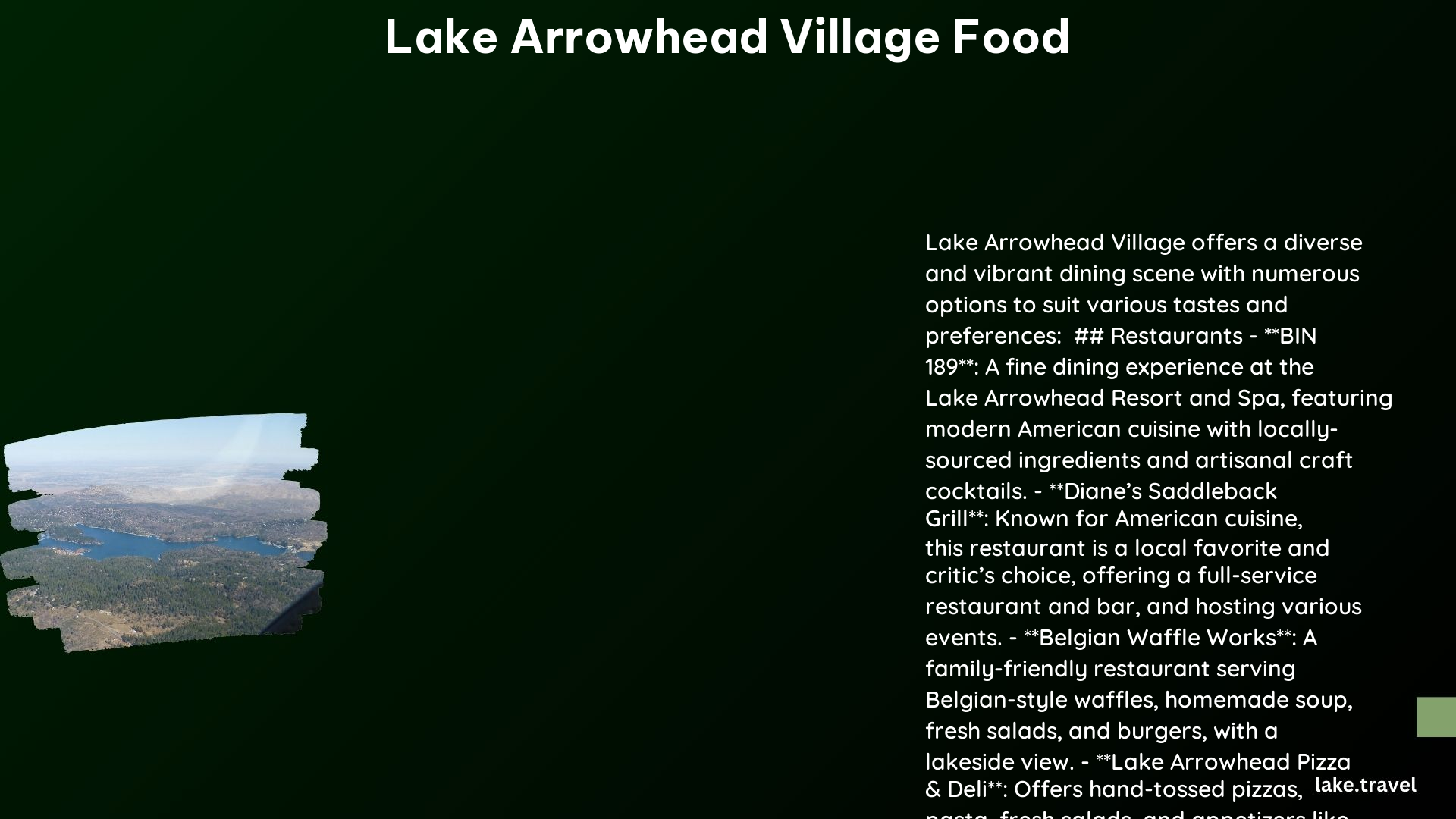 lake arrowhead village food