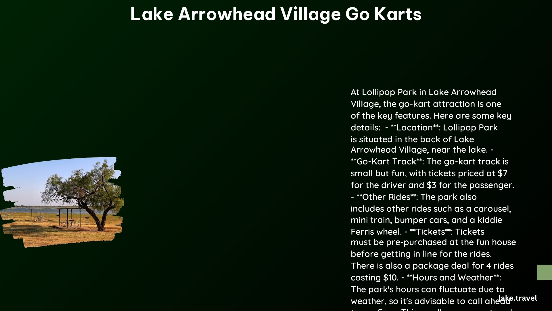 lake arrowhead village go karts