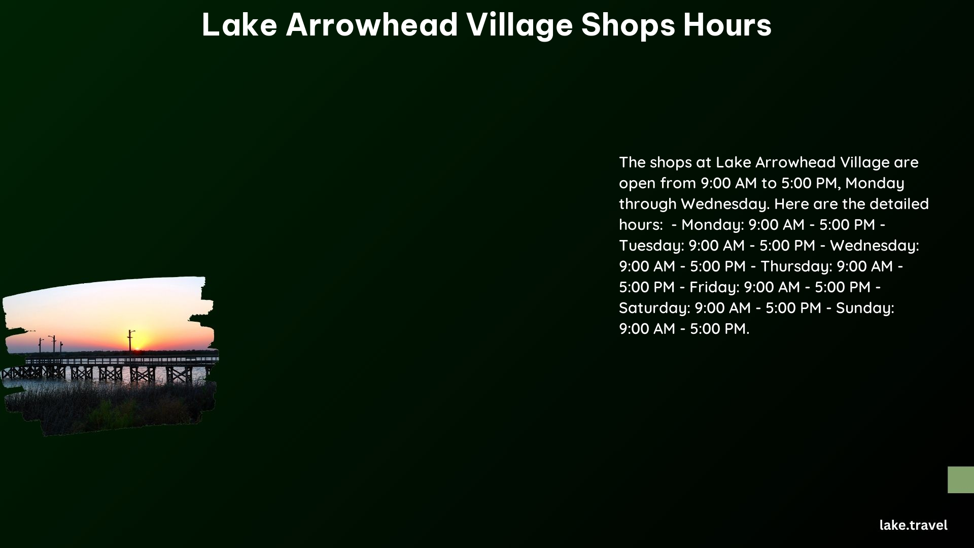 lake arrowhead village shops hours