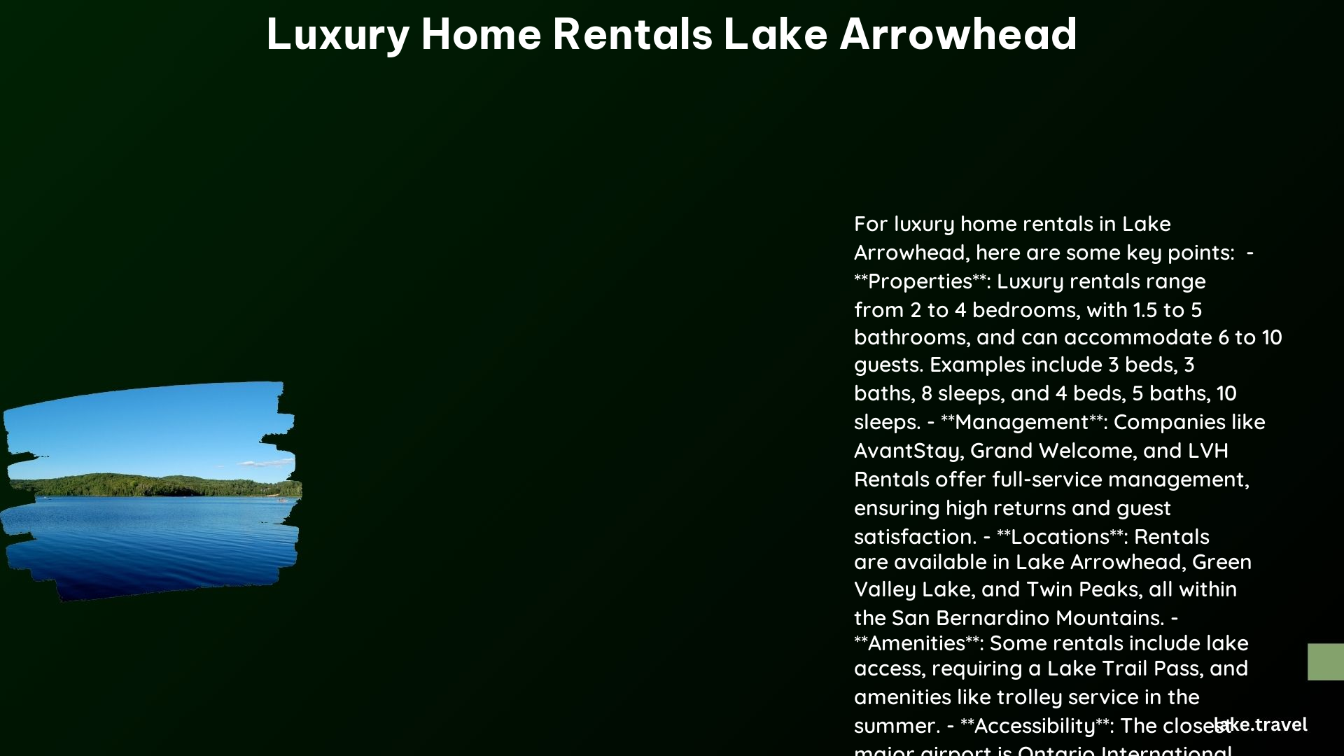 luxury home rentals lake arrowhead