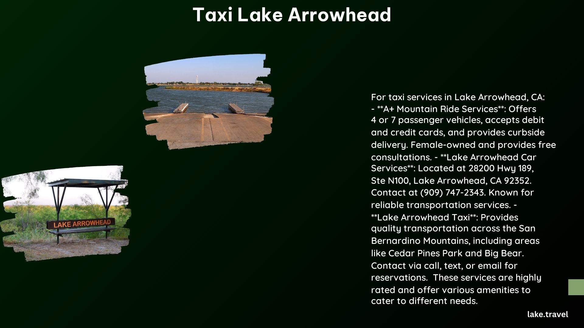 taxi lake arrowhead