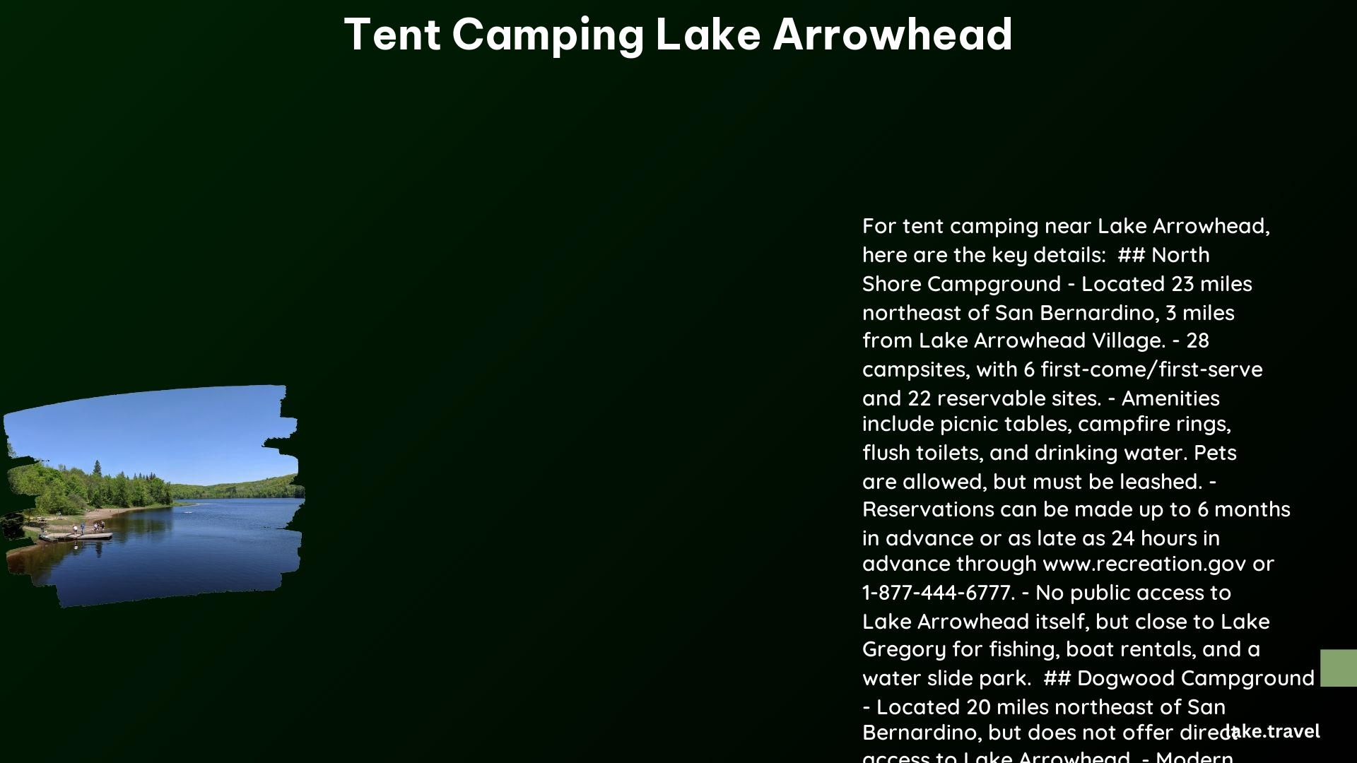 tent camping lake arrowhead