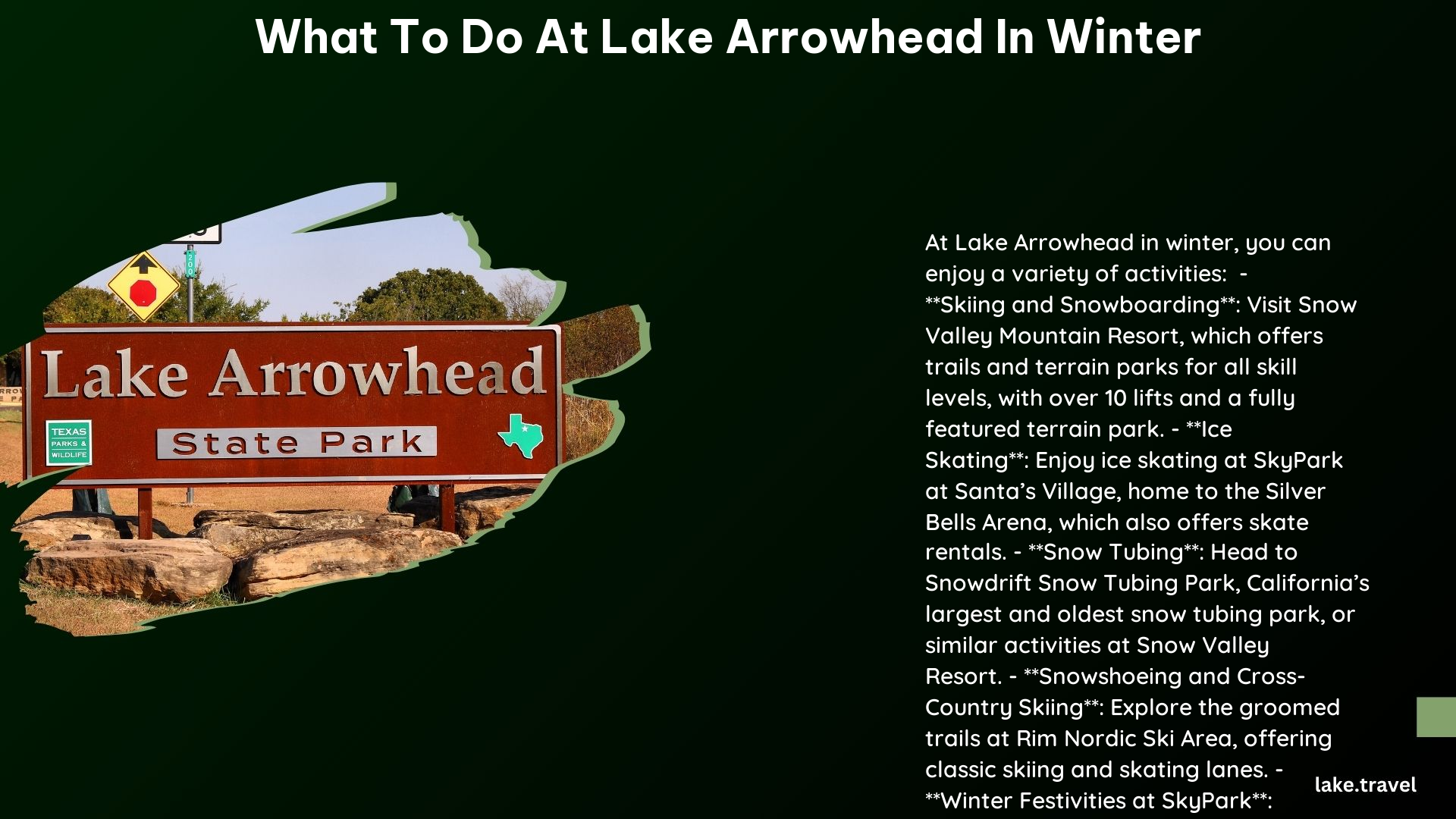 what to do at lake arrowhead in winter