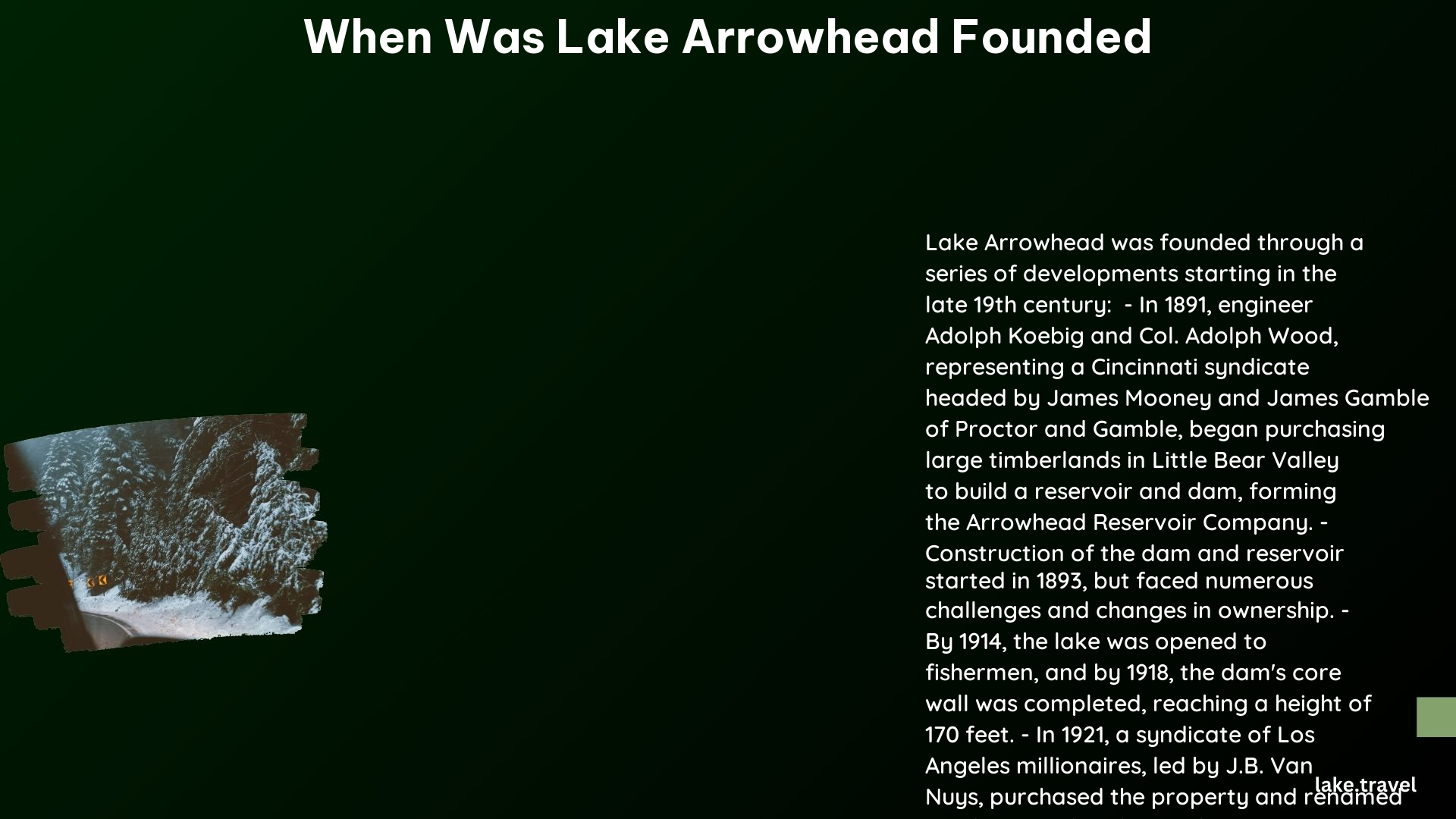 when was lake arrowhead founded