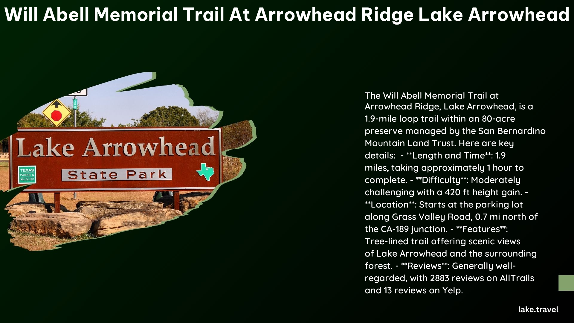 will abell memorial trail at arrowhead ridge lake arrowhead